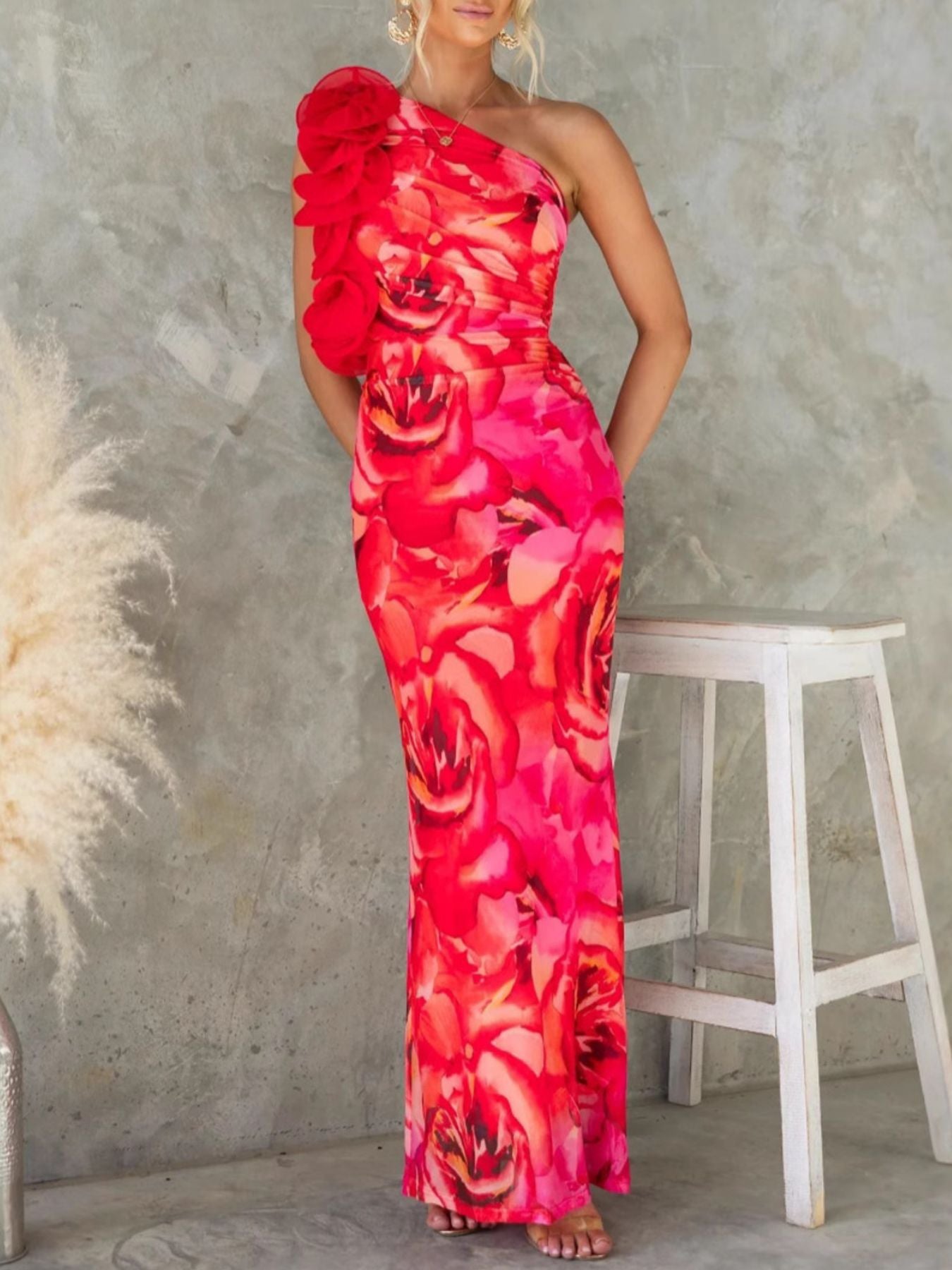 Floral Print One-Shoulder Maxi Dress - product image 13