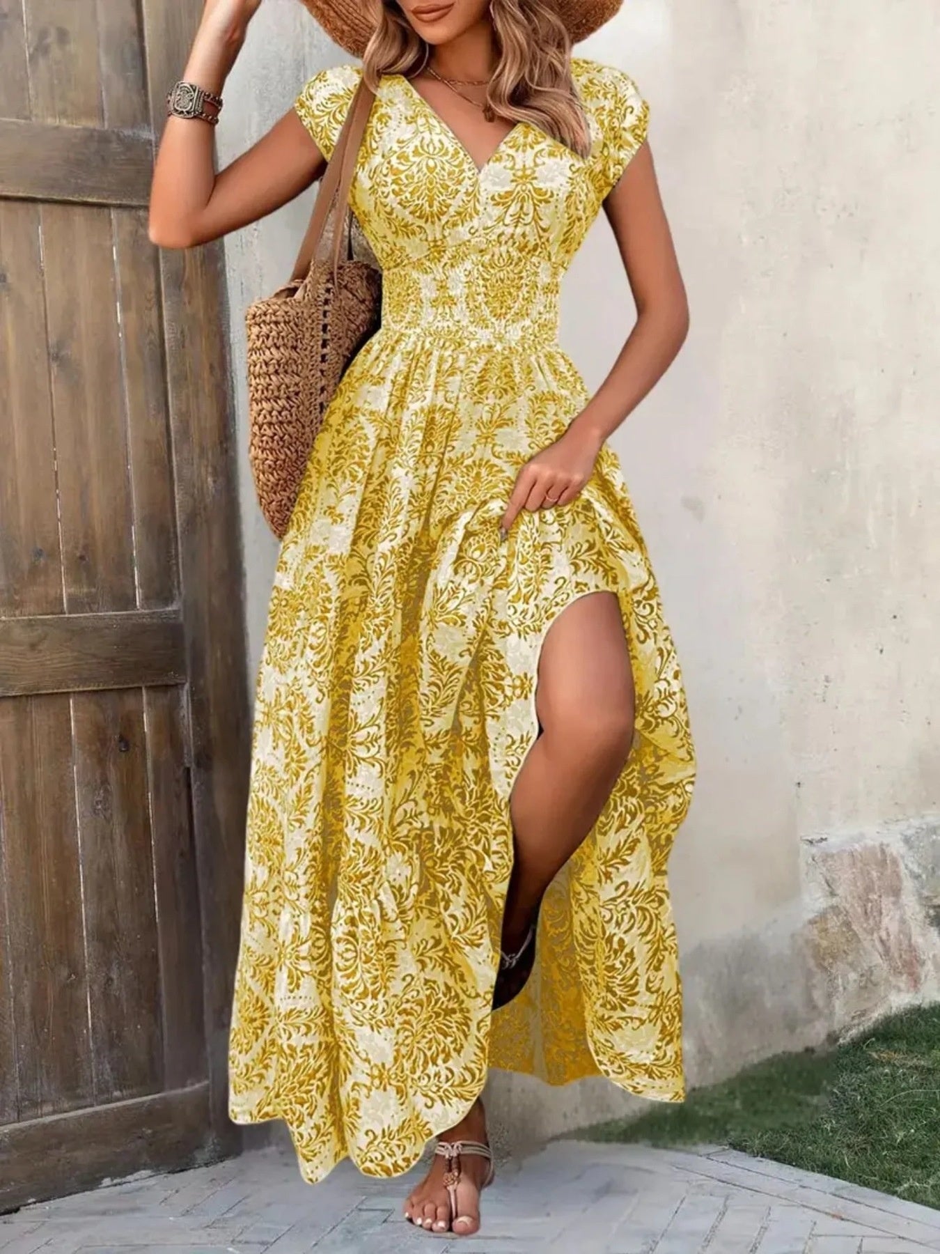 Printed Cap Sleeve Maxi Dress - product image 23