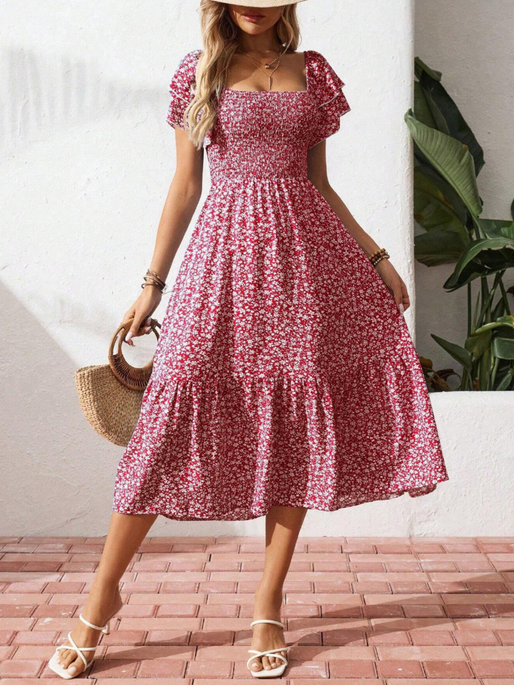 Floral Print Smocked Ruffle Sleeves Dress - product image 23