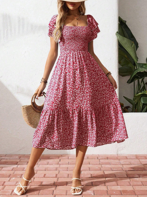 Floral Print Smocked Ruffle Sleeves Dress - product image 23