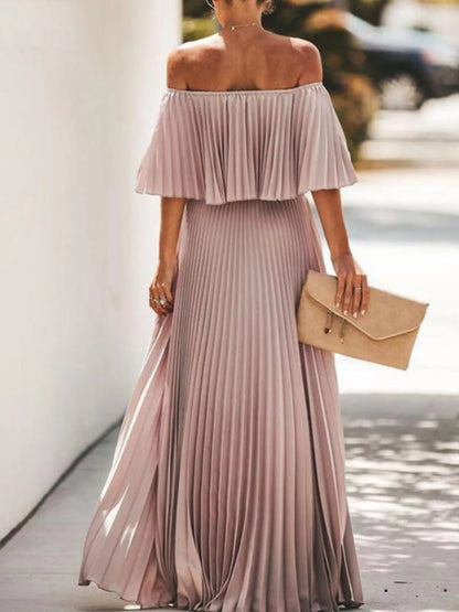 Full Size Off-Shoulder Pleated Maxi Dress Plus Size view 11 - Shopiebay