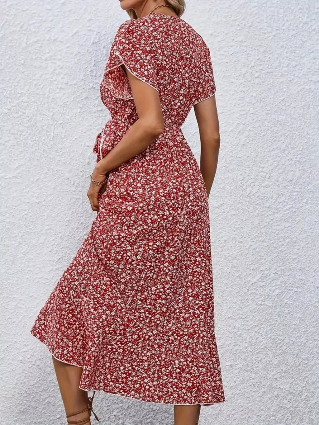 Floral Print Ruffle Hem Wrap Midi Dress - product image 16