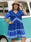 Plus Size Floral V-Neck Mini Dress