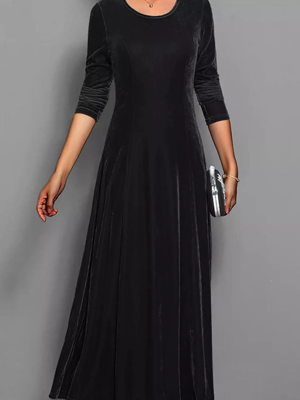 Velvet Long Sleeve A-Line Dress - product image 2