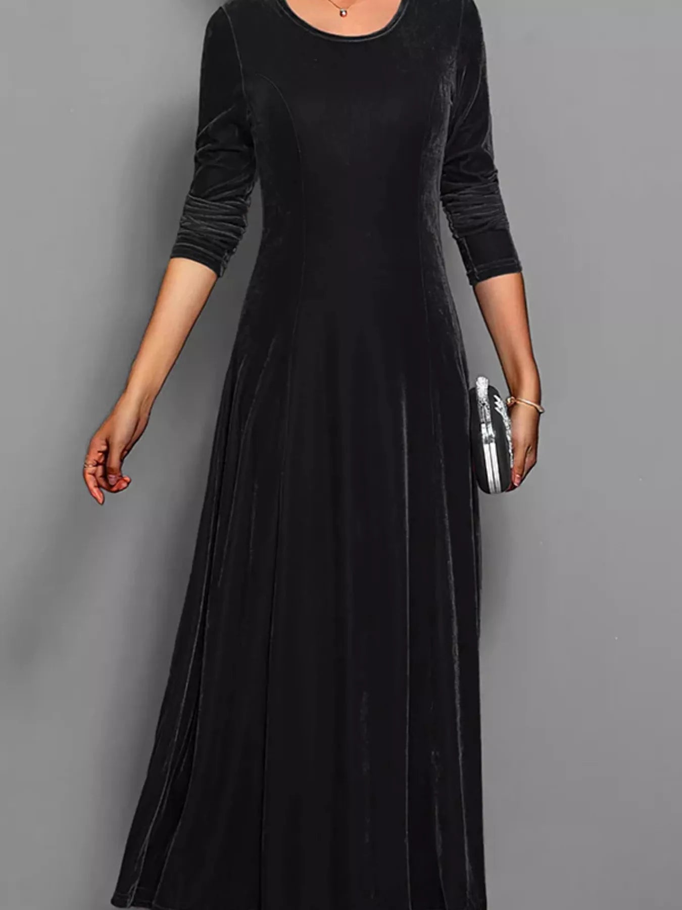 Velvet Long Sleeve A-Line Dress - product image 2