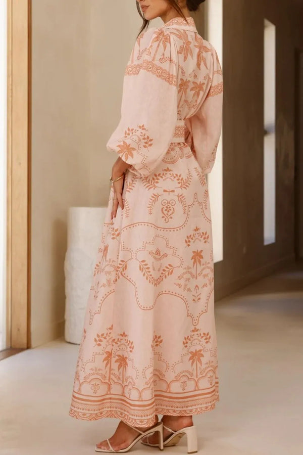 Printed Balloon Sleeve Maxi Shirt Dress - product image 4
