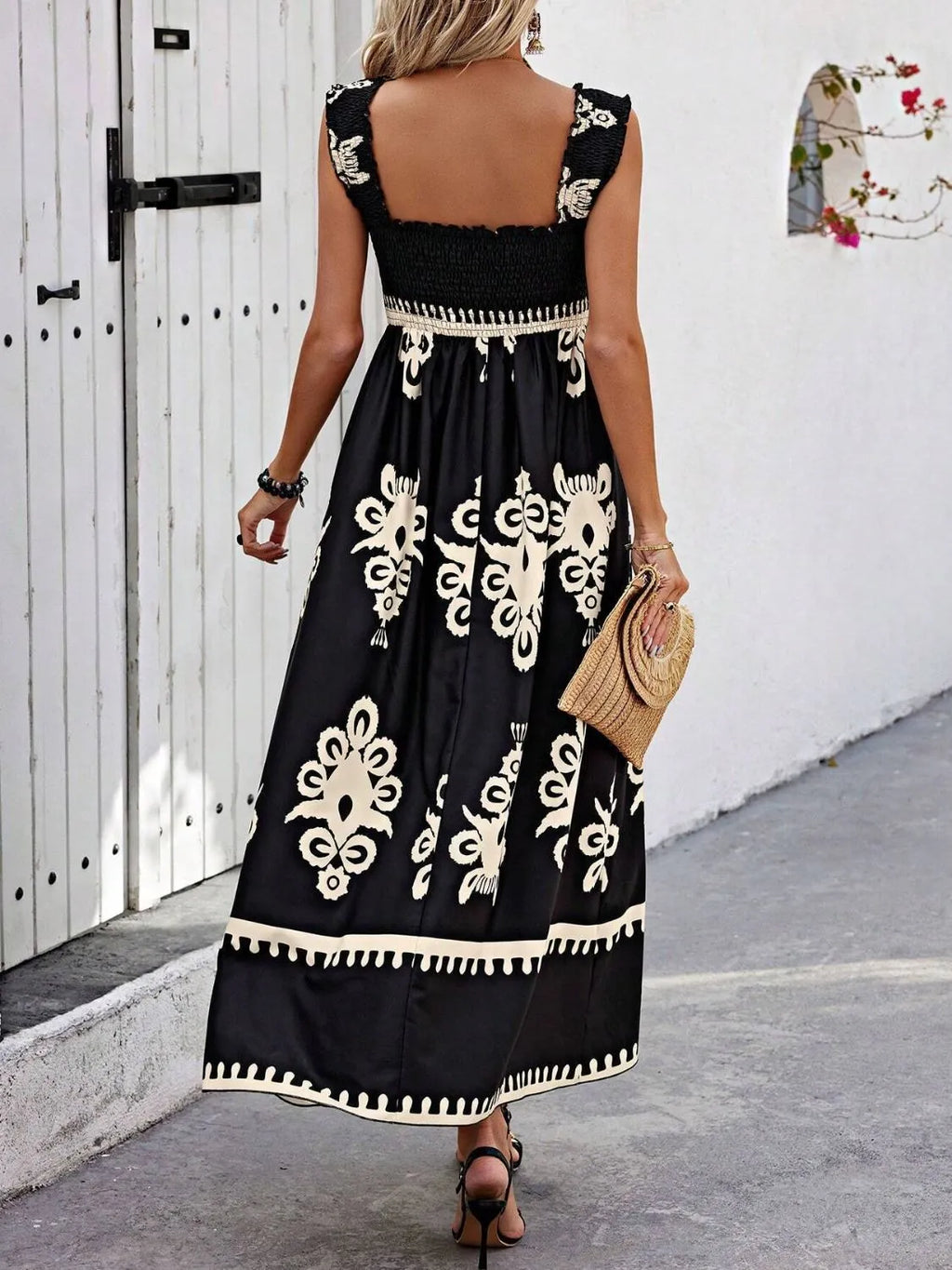 Smocked Printed Wide Strap Maxi Dress - product image 5