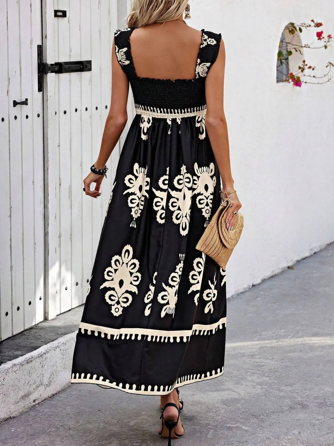 Smocked Printed Wide Strap Maxi Dress - product image 5