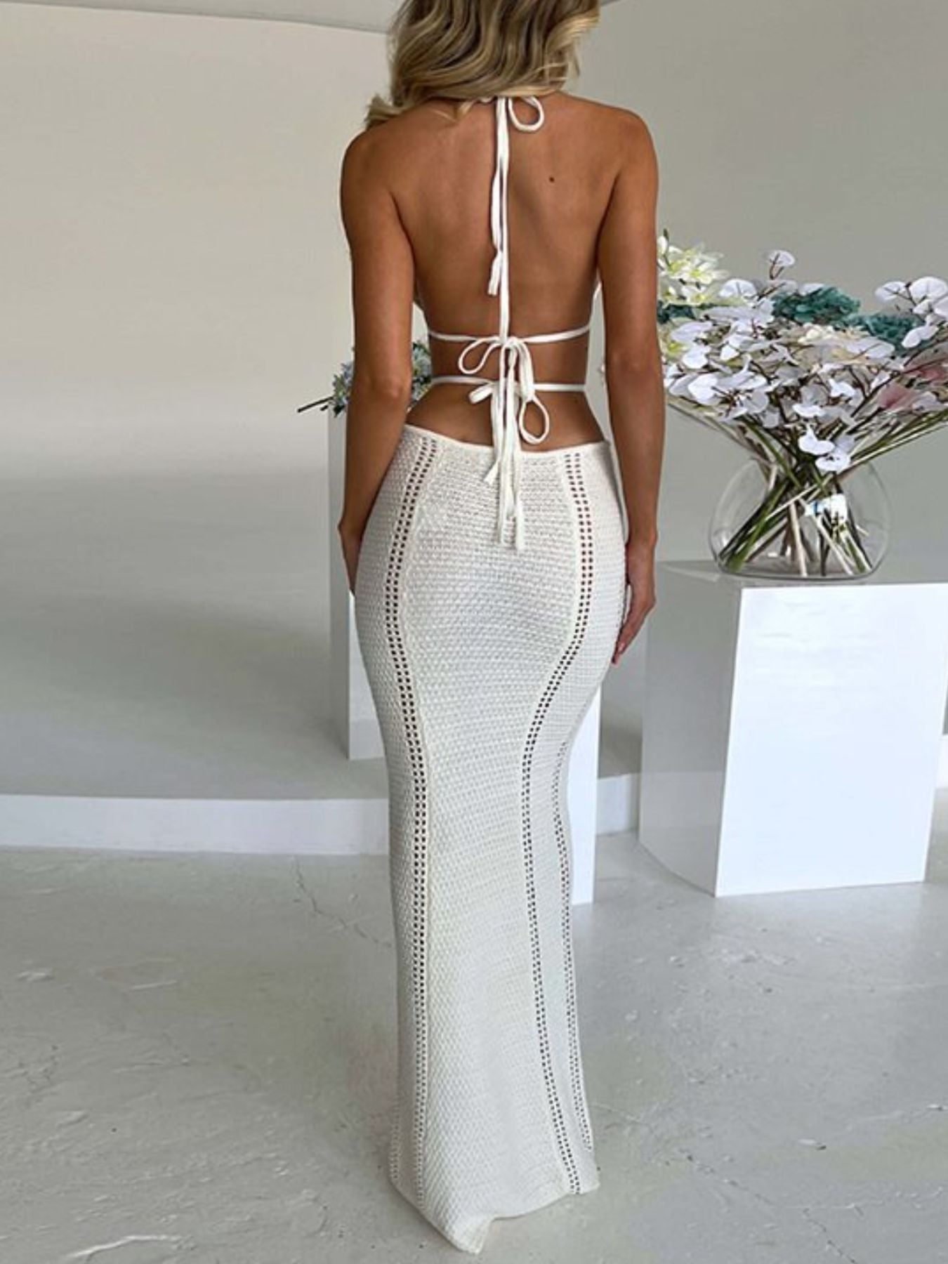 Halter Neck Cutout Knitted Maxi Dress - product image 8