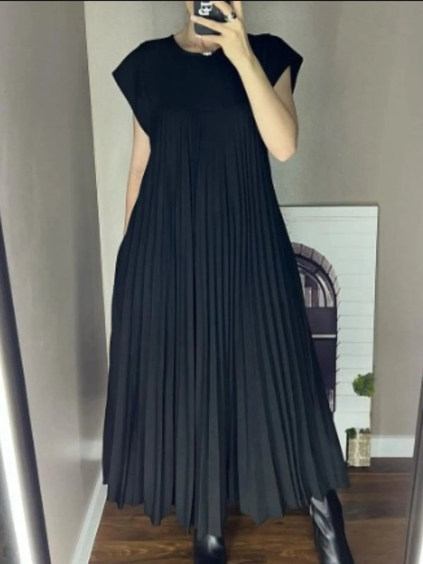 Pleated Round Neck Maxi Dress - product image 5