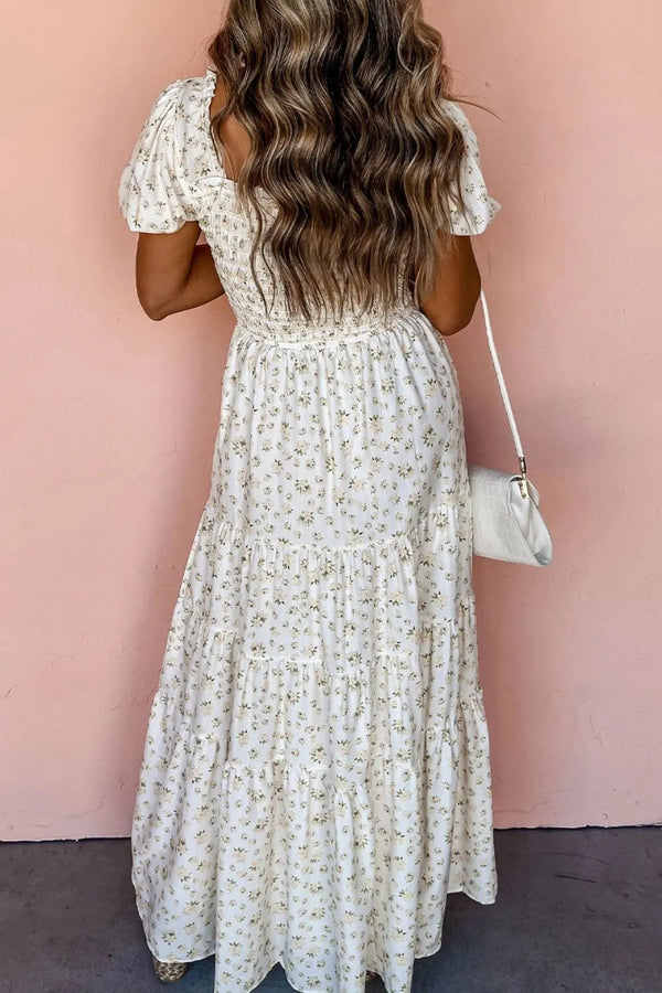 Floral Smocked Short Puff Sleeve Maxi Dress - product image 2