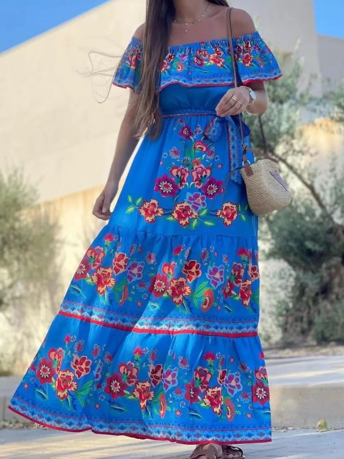 Floral Off Shoulder Ruffle Maxi Dress - product image 21