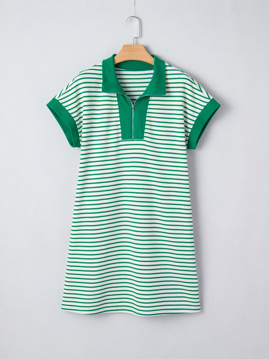 Stripe Quarter Zip Polo Collar T Shirt Dress with Pockets - product image 16