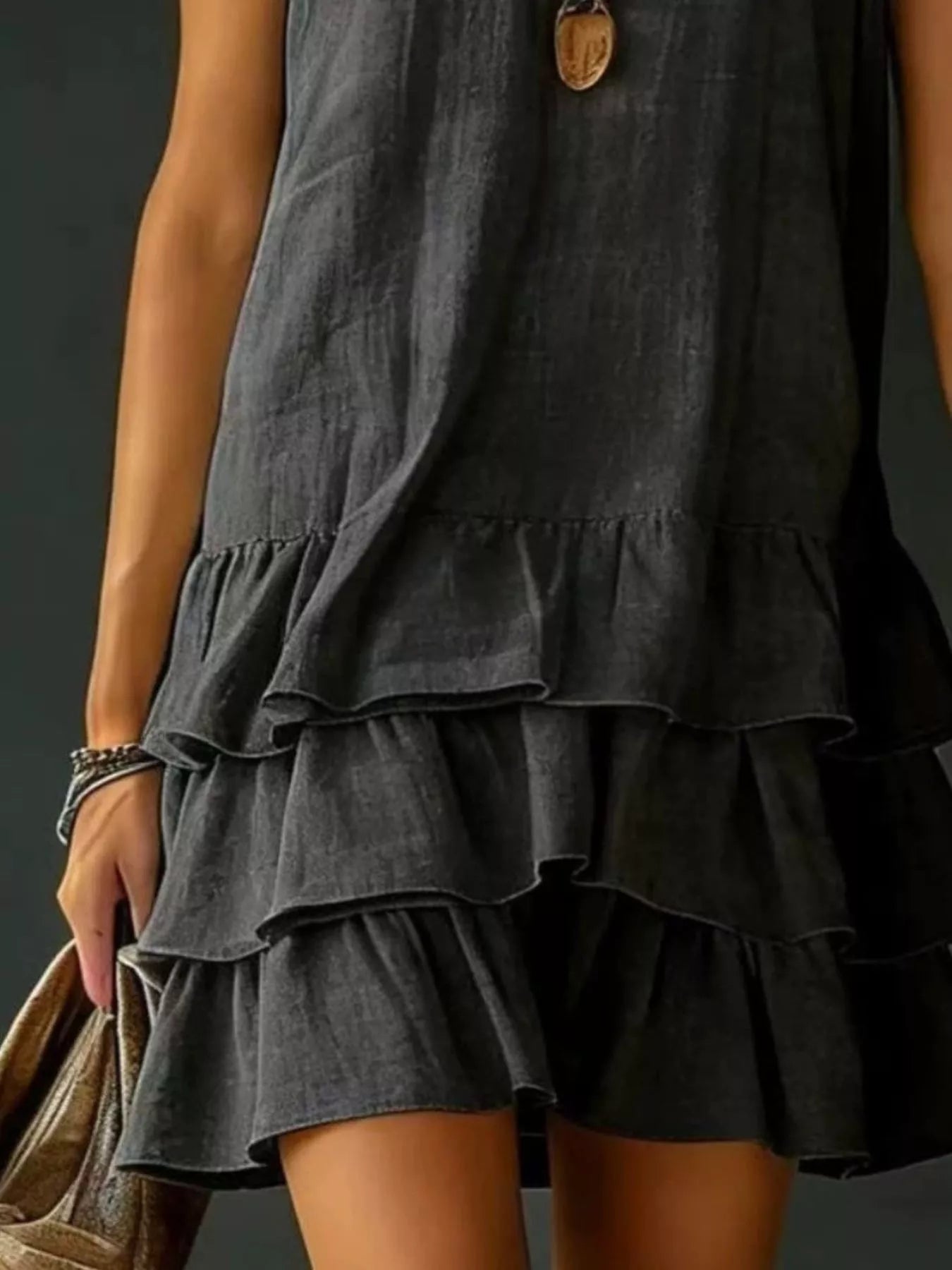Full Size Ruffled Hem V-Neck Sleeveless Dress Plus Size - product image 8