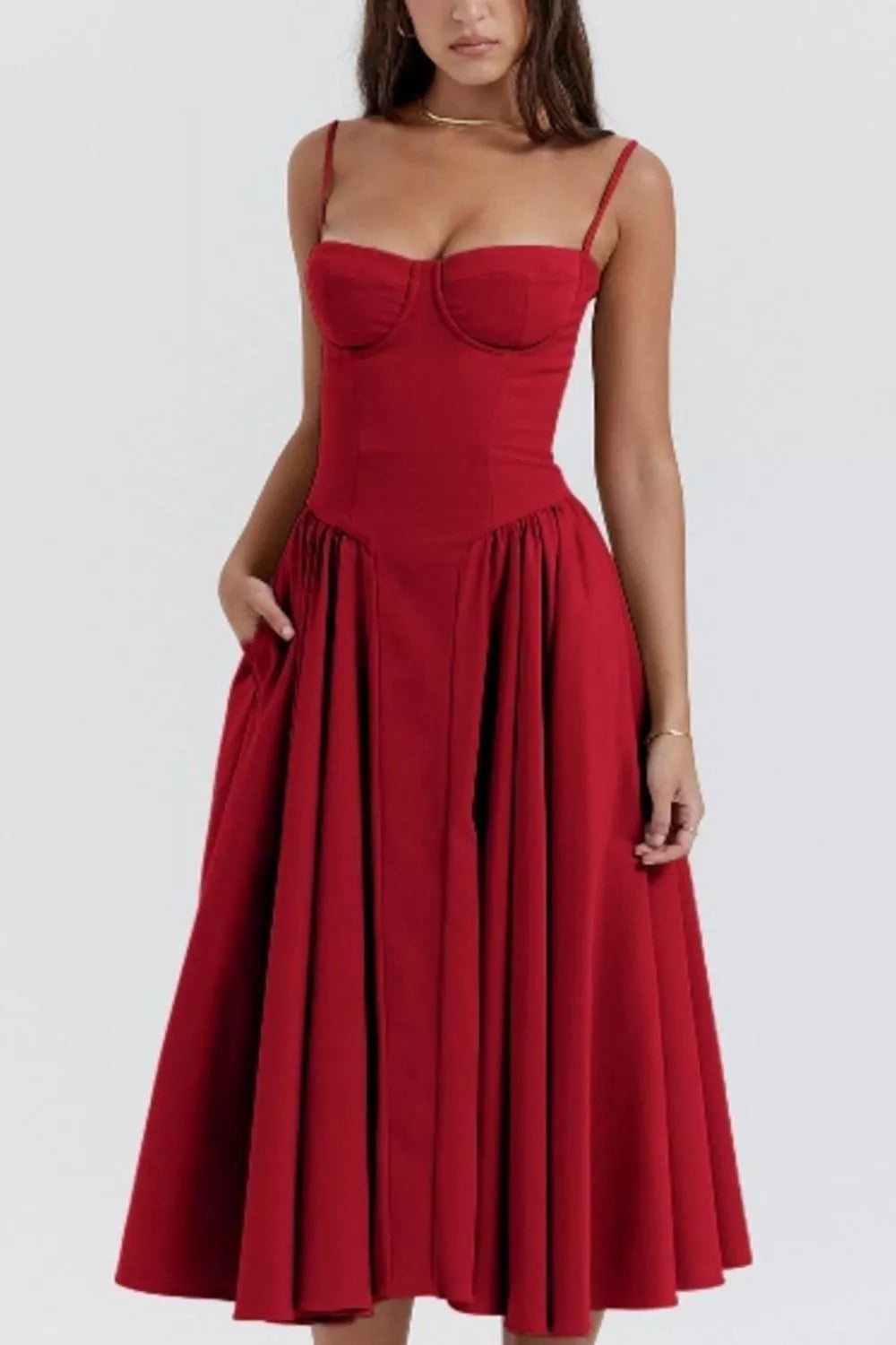 Sweetheart Neck Ruched Midi Dress - product image 17