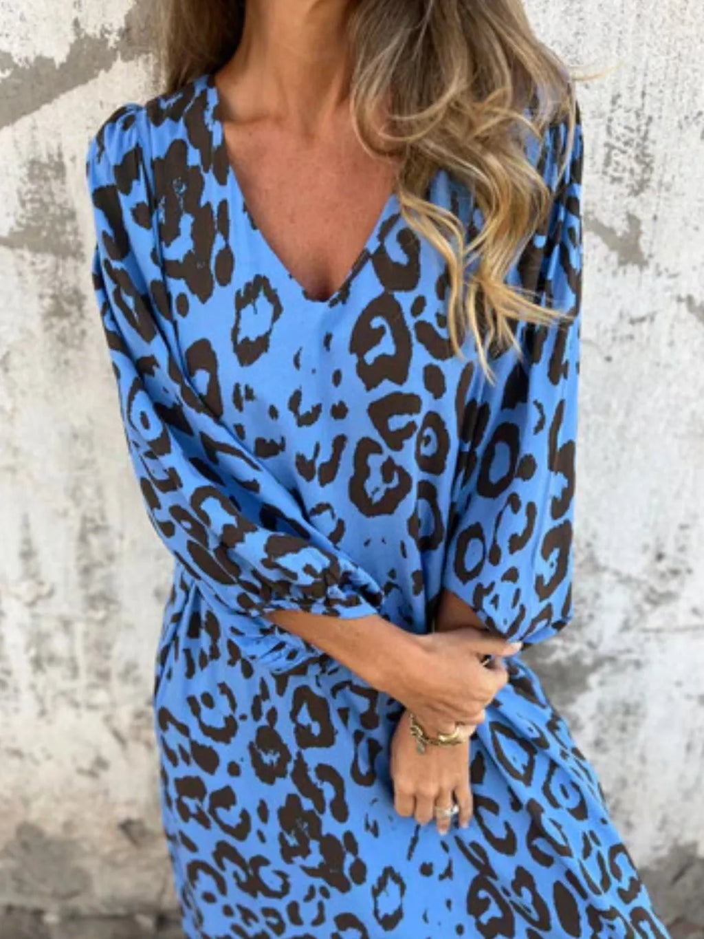 Printed V-Neck Dress with Pockets - product image 23