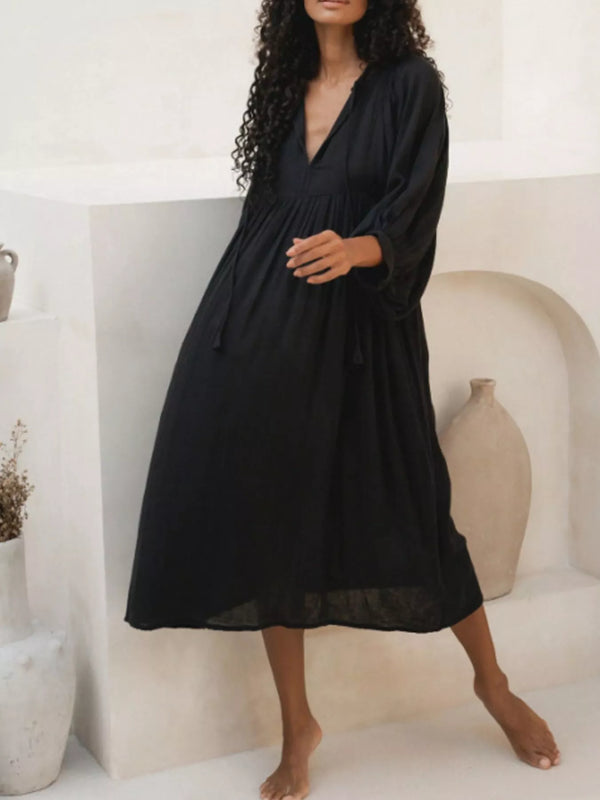 Tie Neck 3/4 Sleeve Midi Dress - product image 13