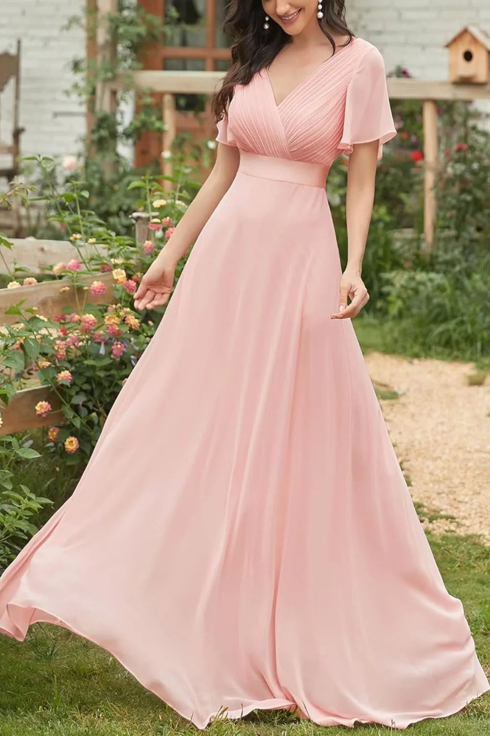 Surplice Flutter Sleeve Maxi Dress - product image 2