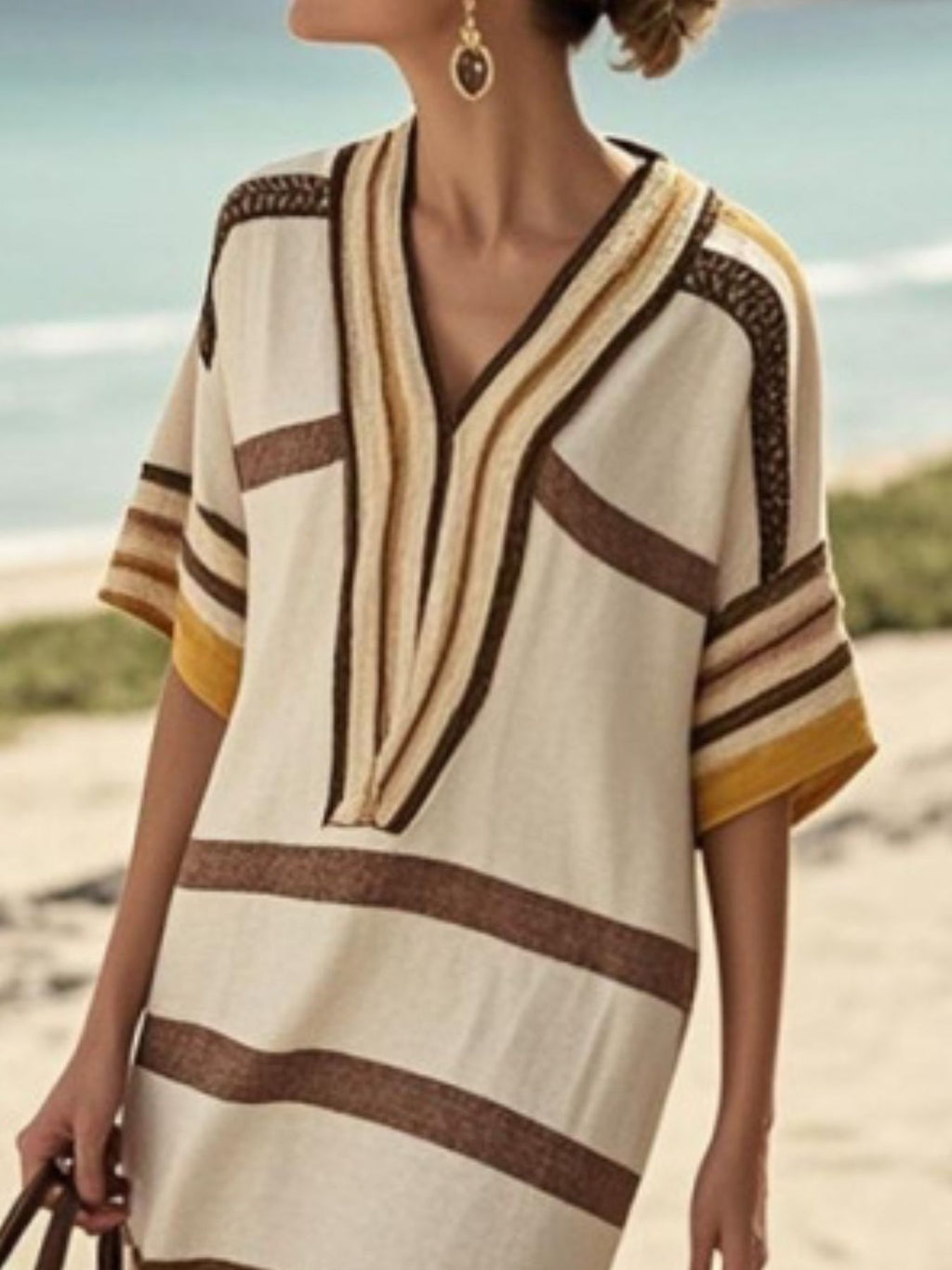 Full Size Striped Half Sleeve Midi Dress Plus Size - product image 17