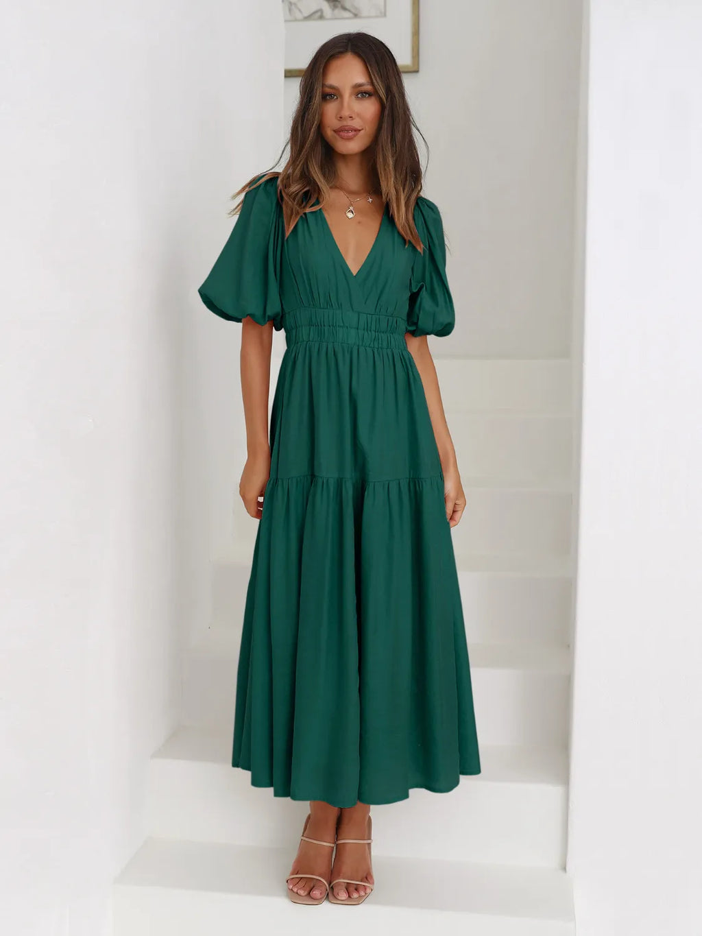 Tiered Surplice Half Sleeve Midi Dress - product image 9