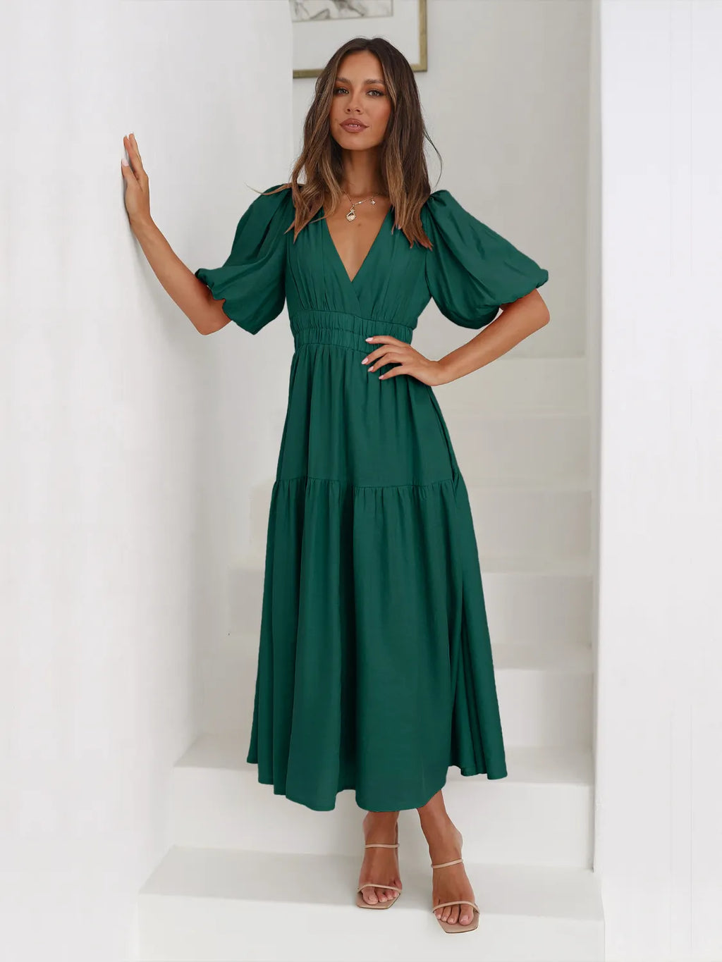 Tiered Surplice Half Sleeve Midi Dress - product image 7