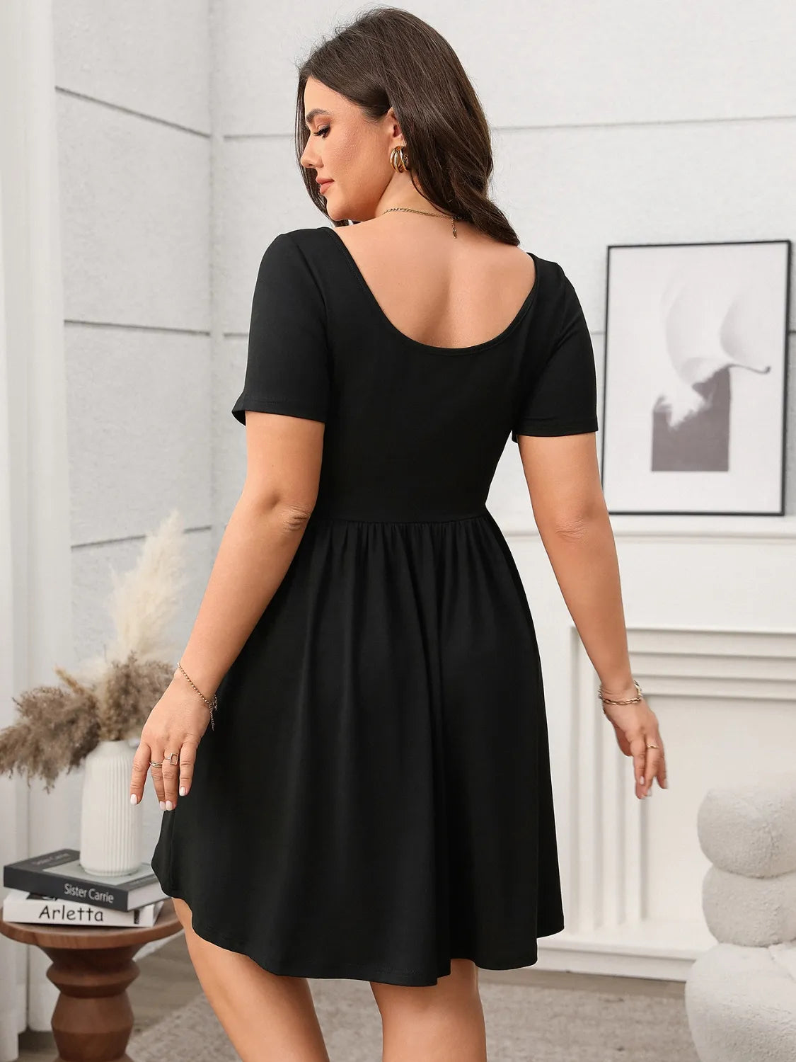 Plus Size Square Neck Short Sleeve Mini Dress - product image 8