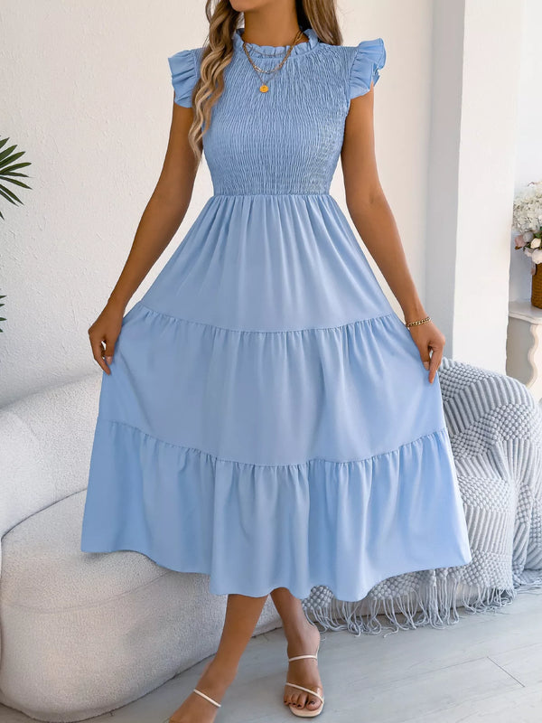 Women's Smocked Ruffle Midi Dress – Casual A-Line Cap Sleeve - product image 14