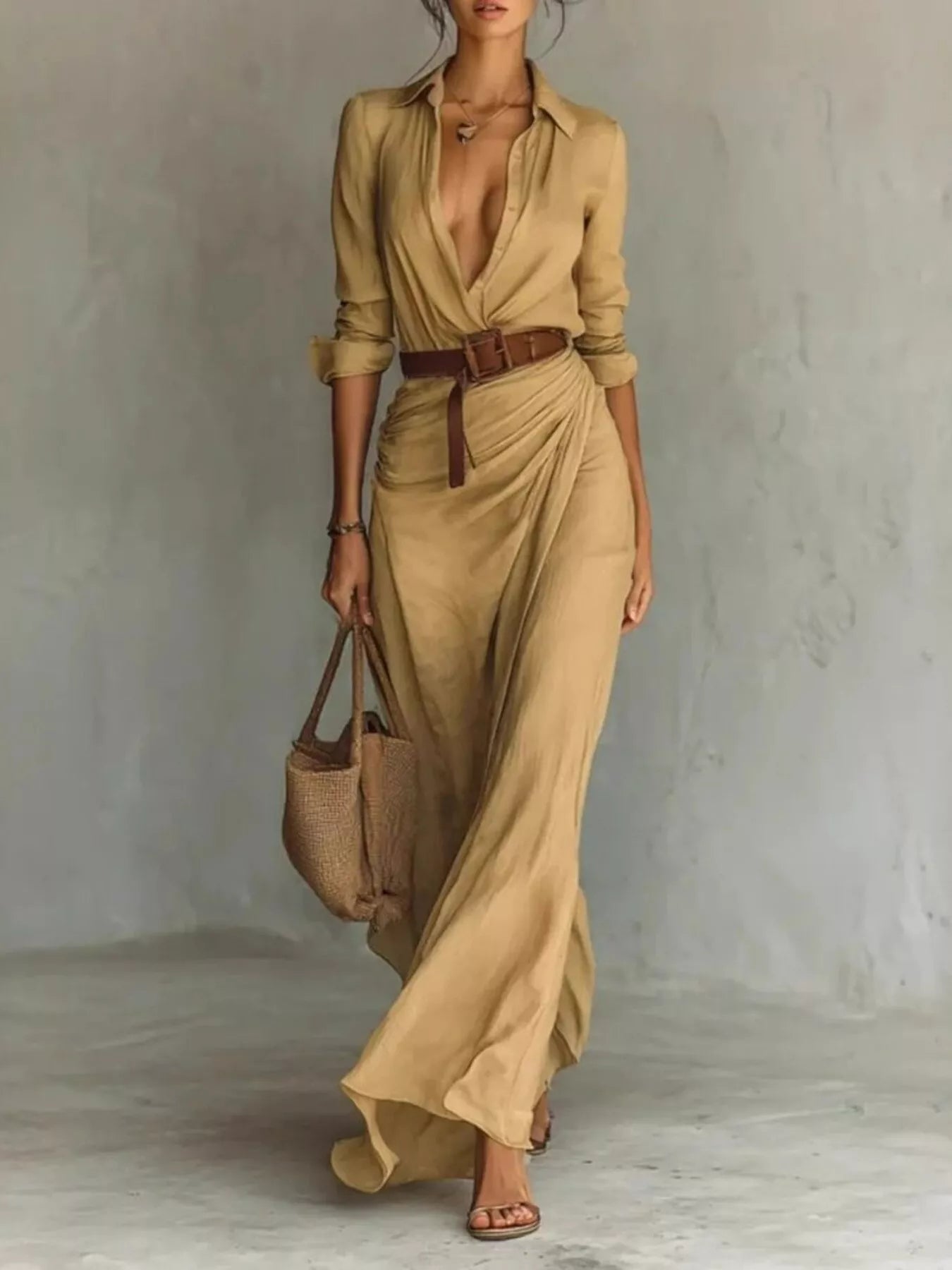 Ruched Long Sleeve Maxi Dress Main image