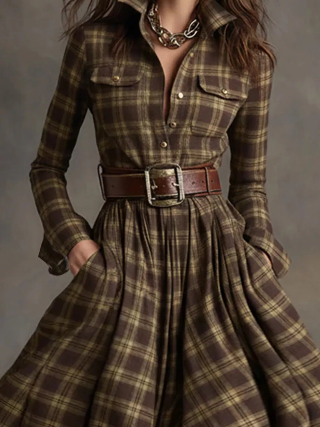 Plaid Button Front Maxi Shirt Dress - product image 2