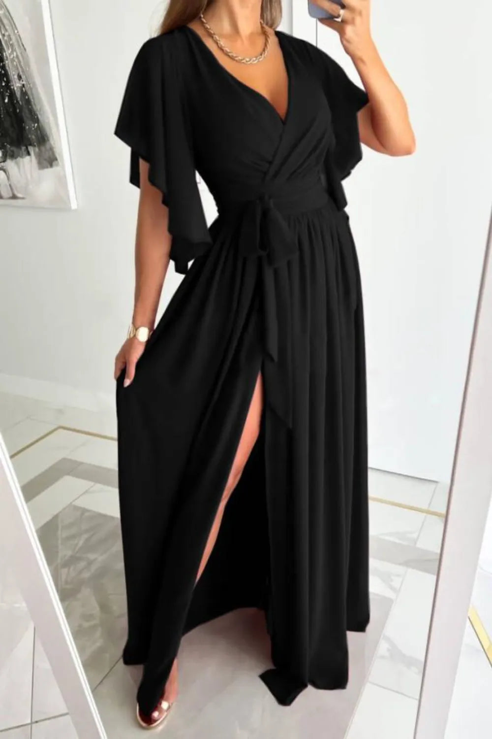 Surplice Flutter Sleeve Maxi Dress - product image 4