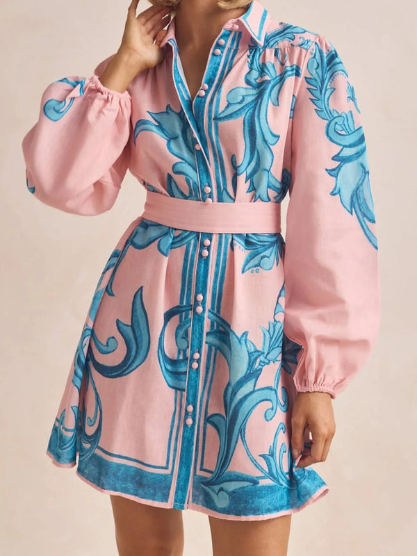 Printed Long Sleeve Shirt Dress - product image 9