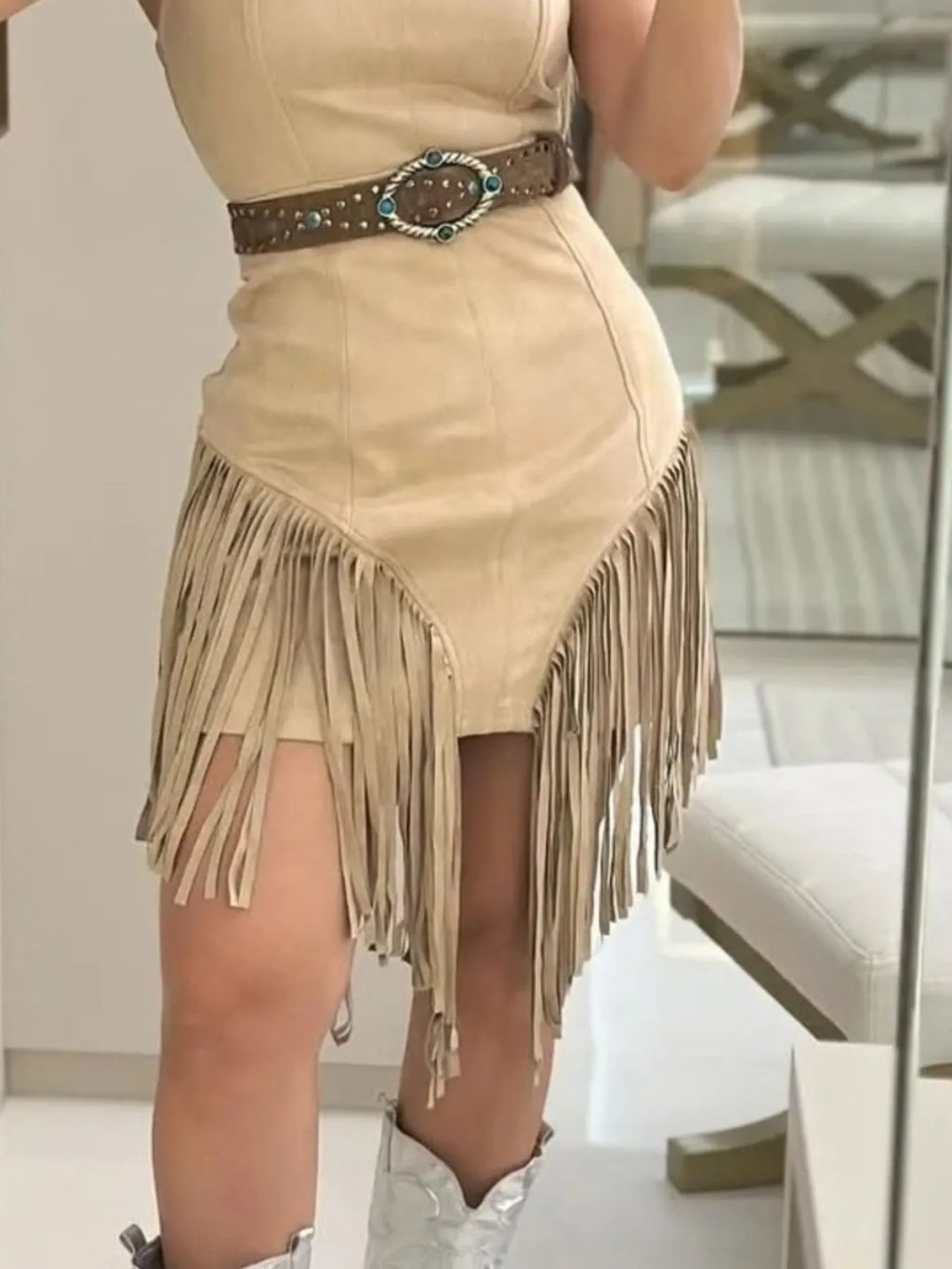 Fringe Square Neck Bodycon Mini Dress - product image 5