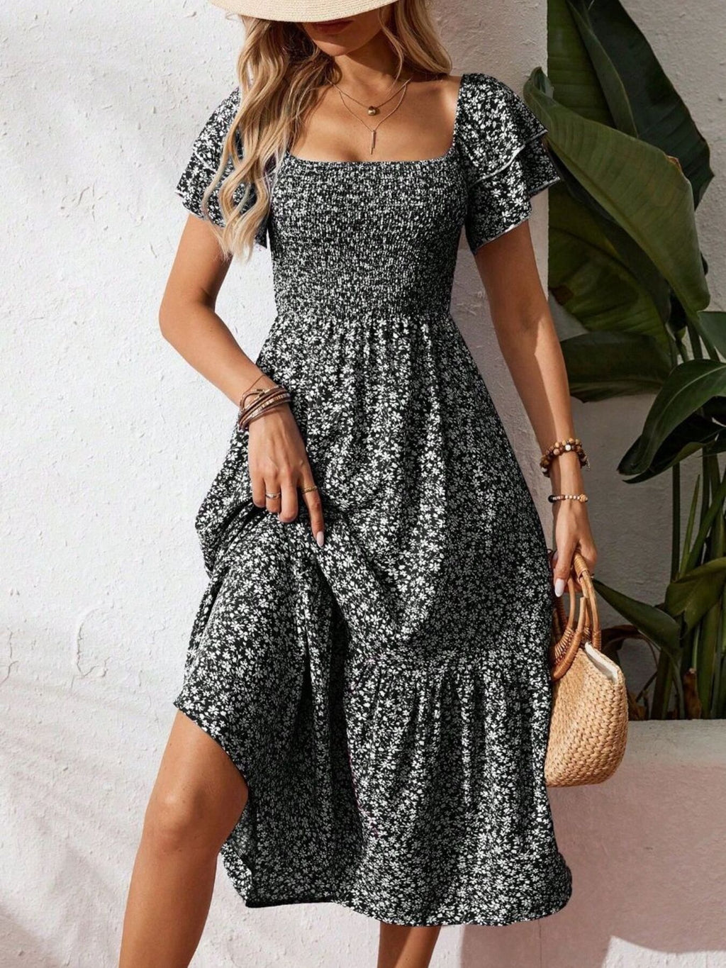 Floral Print Smocked Ruffle Sleeves Dress - product image 12
