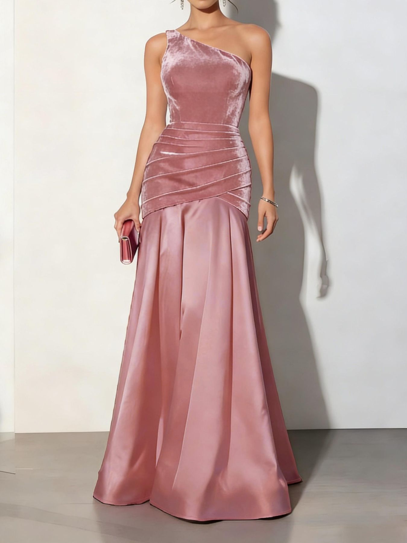 Velvet One-Shoulder Mermaid Maxi Dress Main image