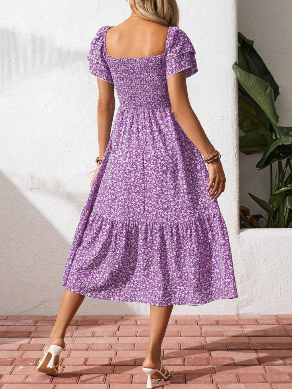 Floral Print Smocked Ruffle Sleeves Dress - product image 10