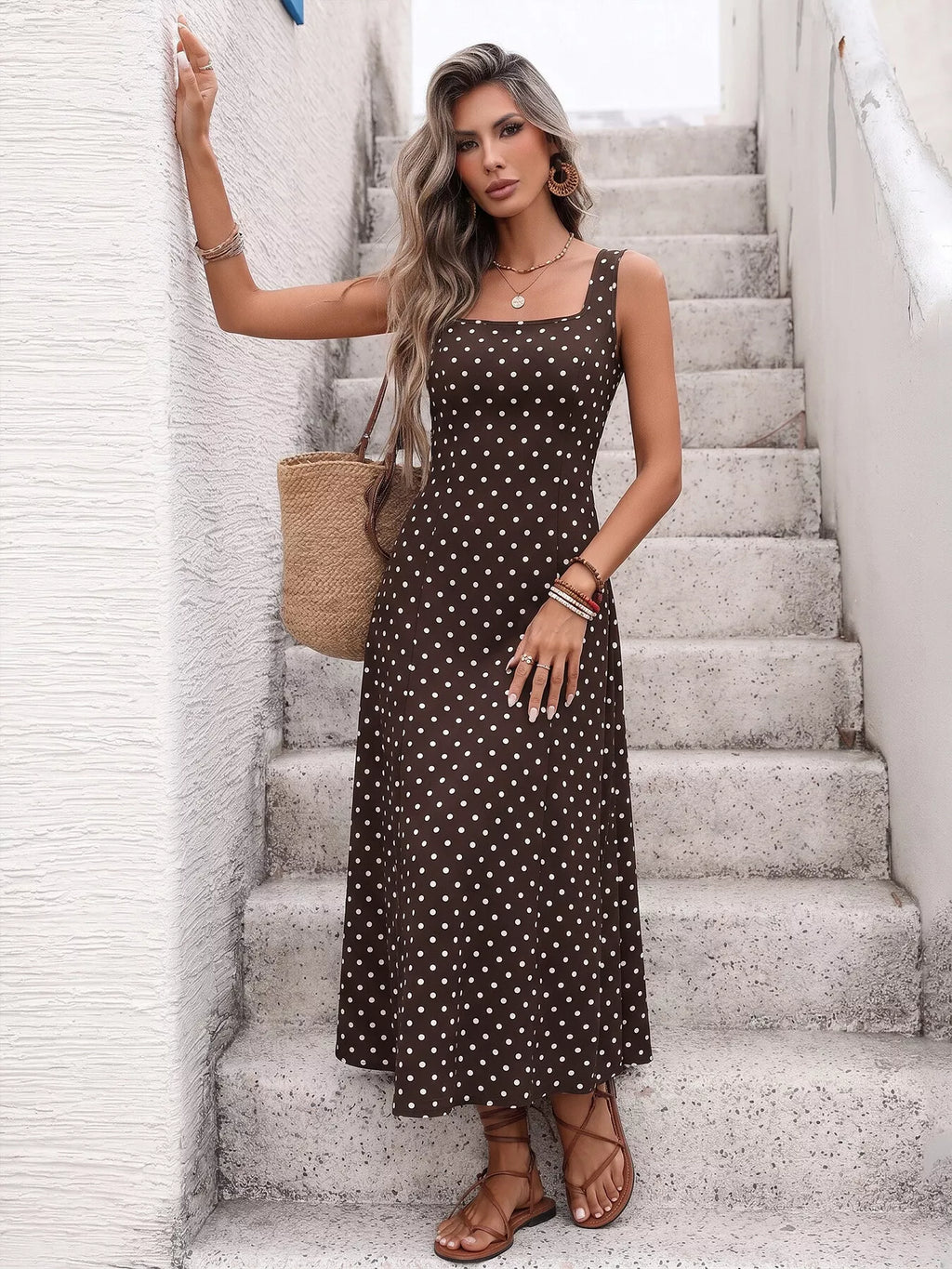 Polka Dot Sleeveless Maxi Dress - product image 2