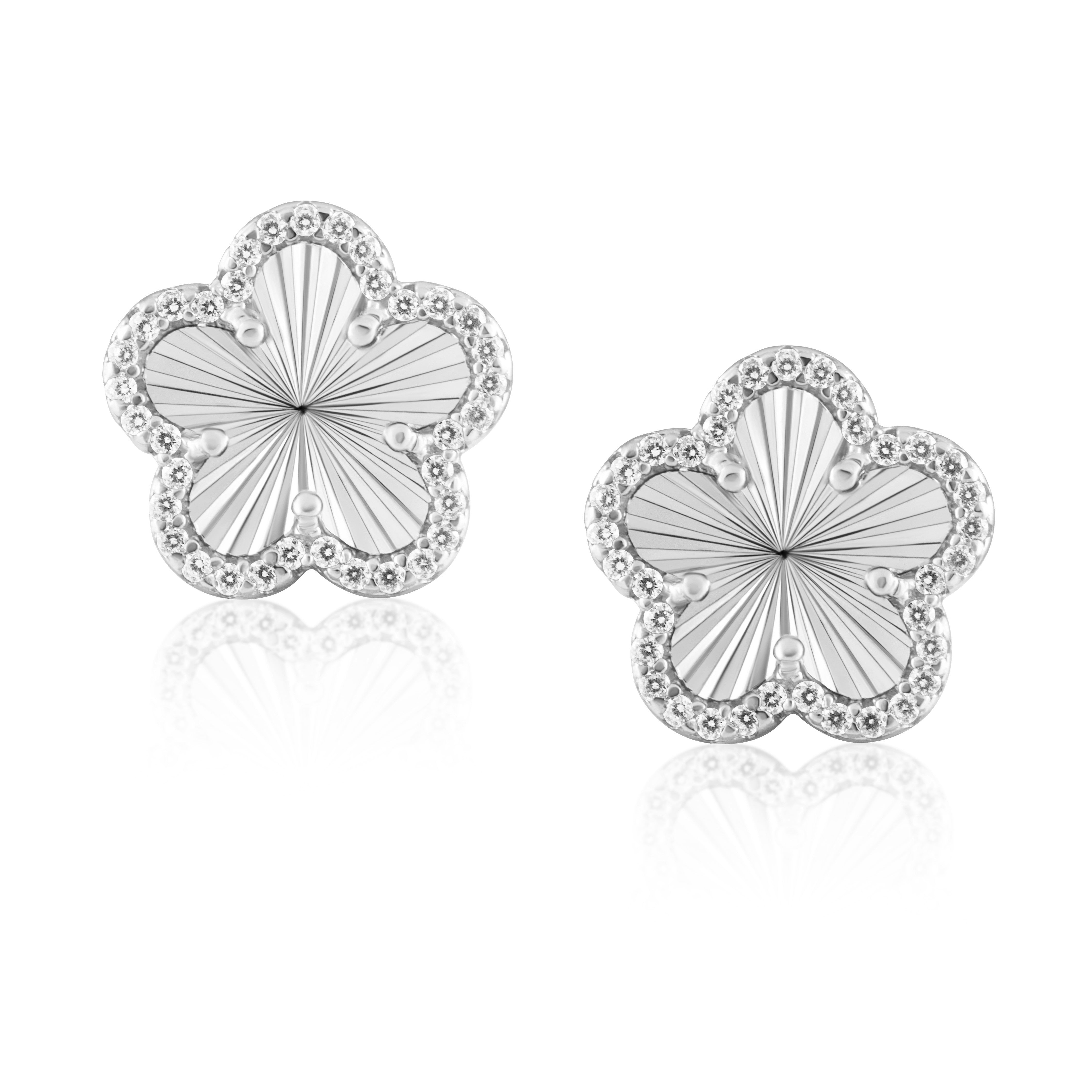 Adeline Pave Outline Clover Studs Secondary image