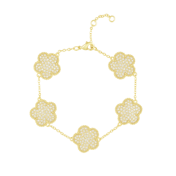 Sahira Adeline Pave Bracelet & Pendant Set – Adeline Clover Pave Bracelet