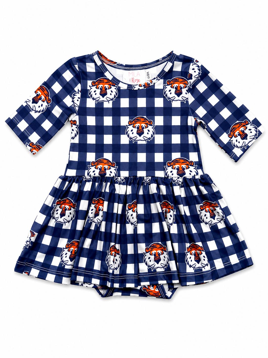 Auburn Plaid Aubie 3/4 Sleeve Twirl Bodysuit Main image