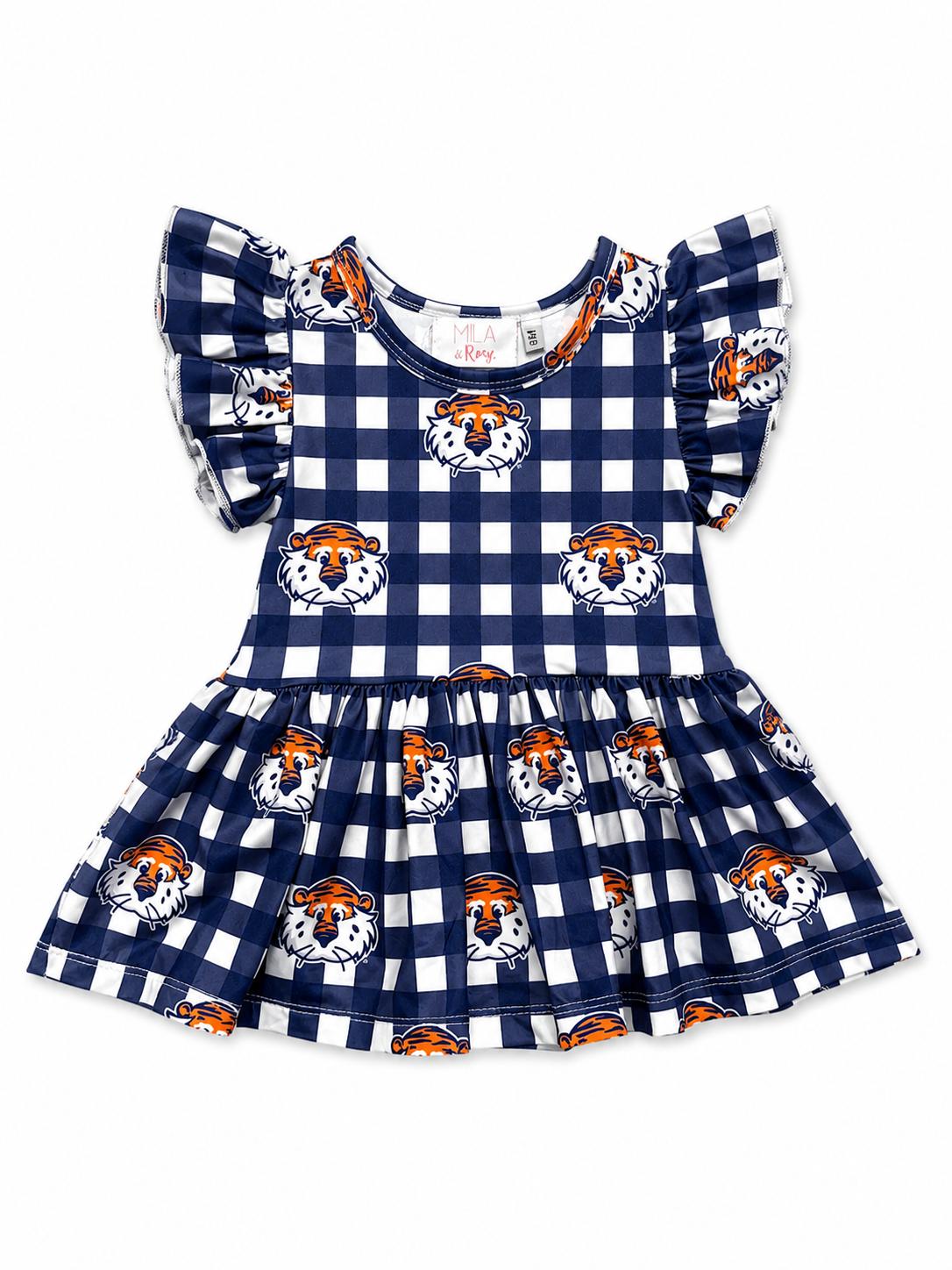 Auburn Plaid Aubie S/S Flutter Twirl Bodysuit Main image