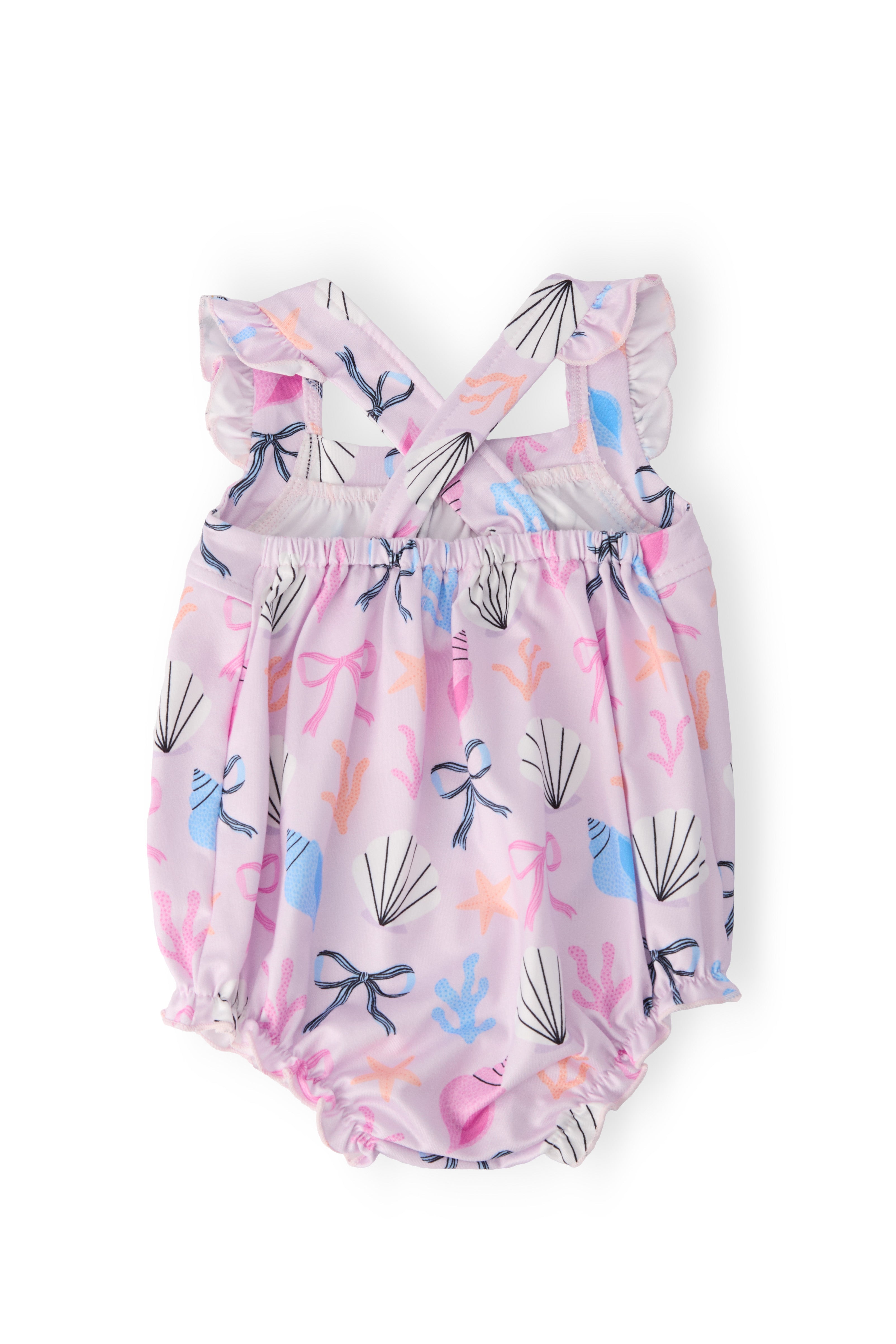Beachside Bows Ruffle Cross Back Romper Secondary image