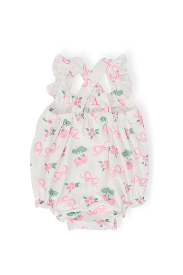 Berries & Bows Ruffle Cross Back Romper