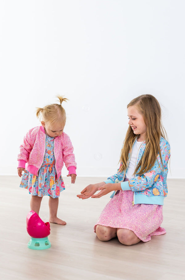 SALE Blue Retro Unicorns Satin Jacket