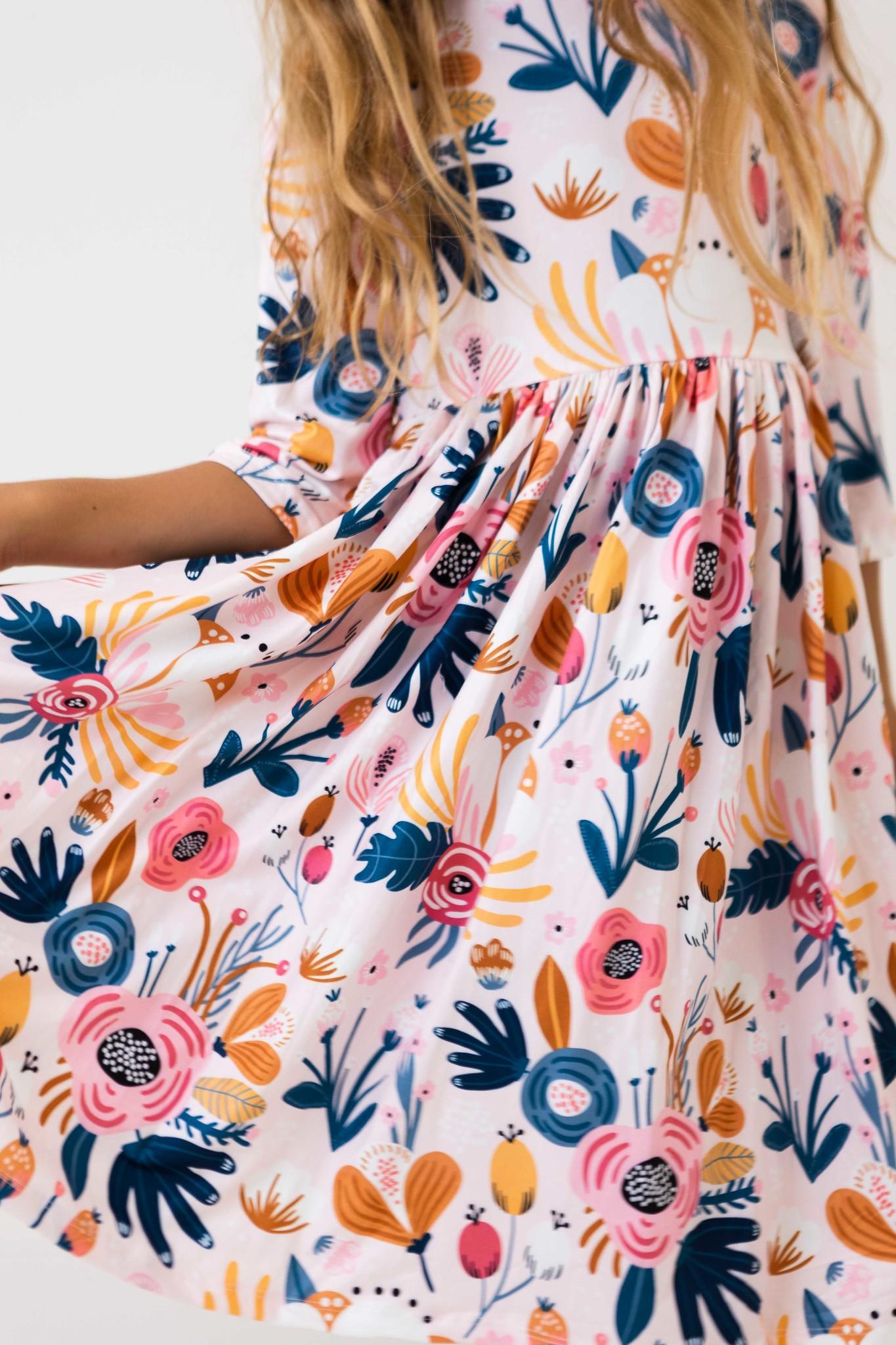 Blush Peony 3/4 Sleeve Pocket Twirl Dress Main image
