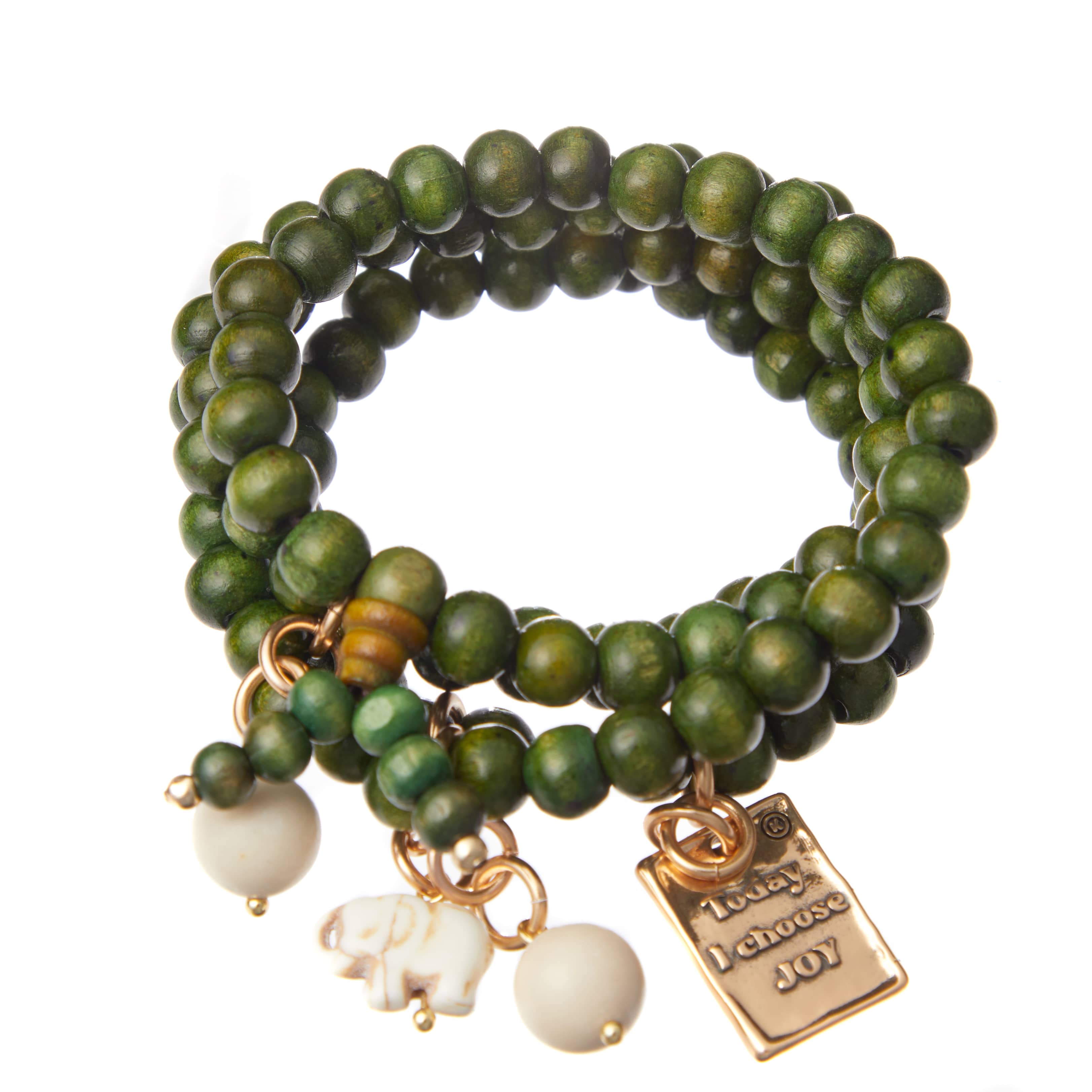Today I Choose Joy Heart Wood Boho Wrap Bracelet/Necklace Main image