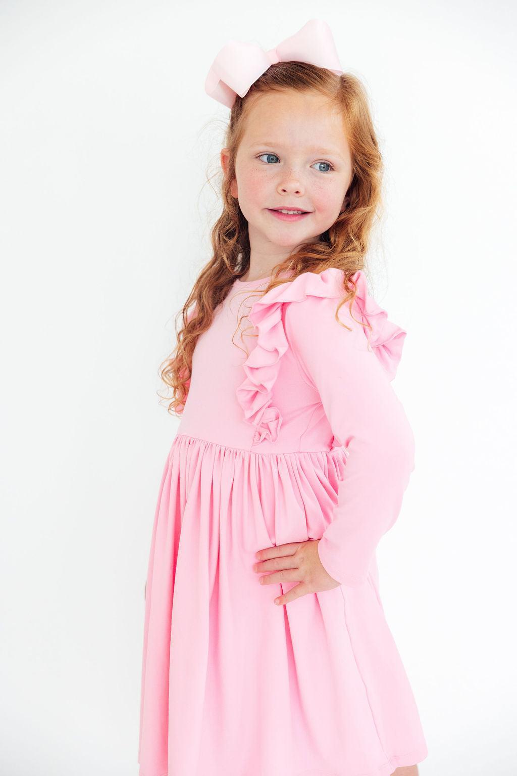 Bubblegum Pink L/S Ruffle Twirl Dress Secondary image