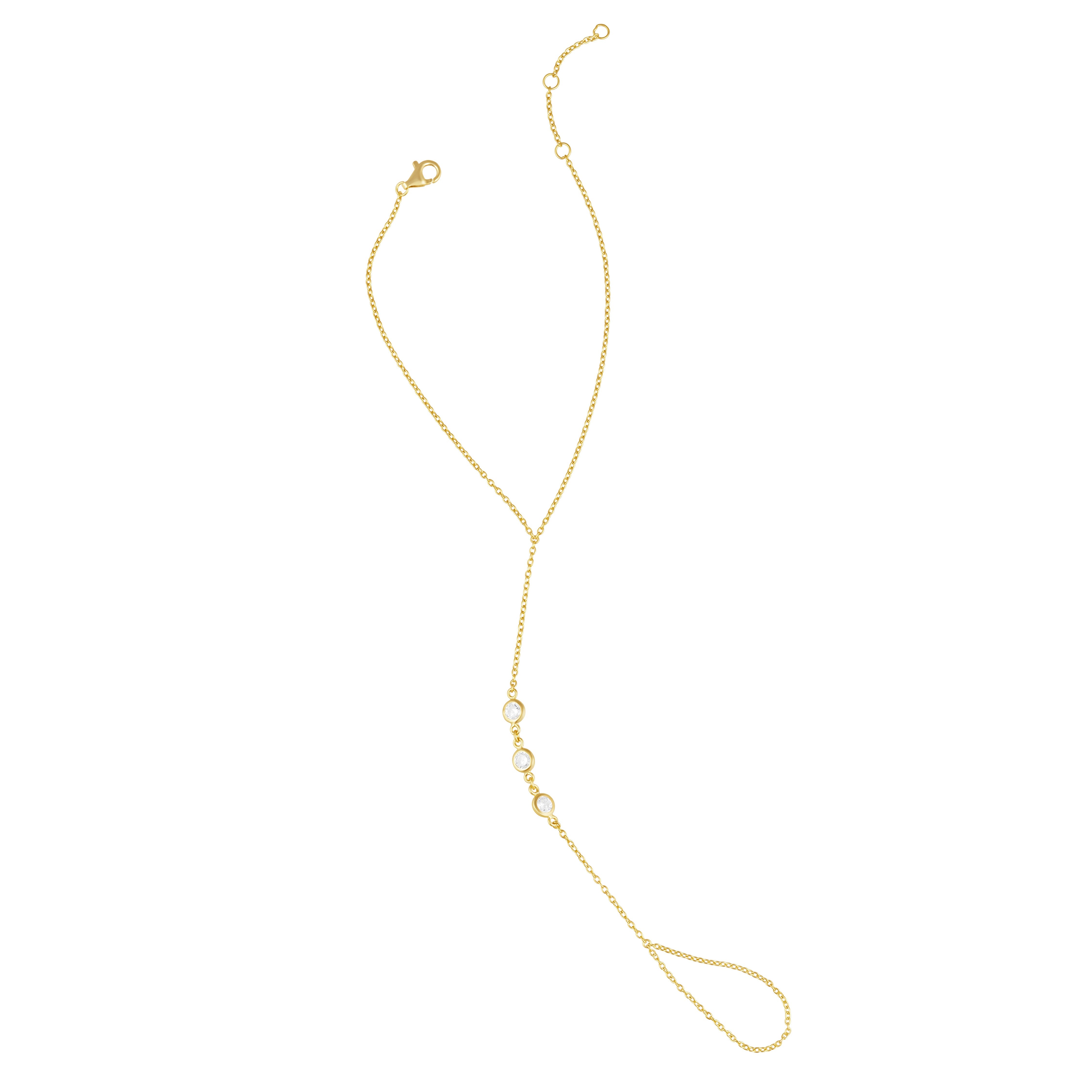 Cz Bezel Hand Chain Bracelet Main image