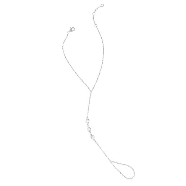 Cz Bezel Hand Chain Bracelet