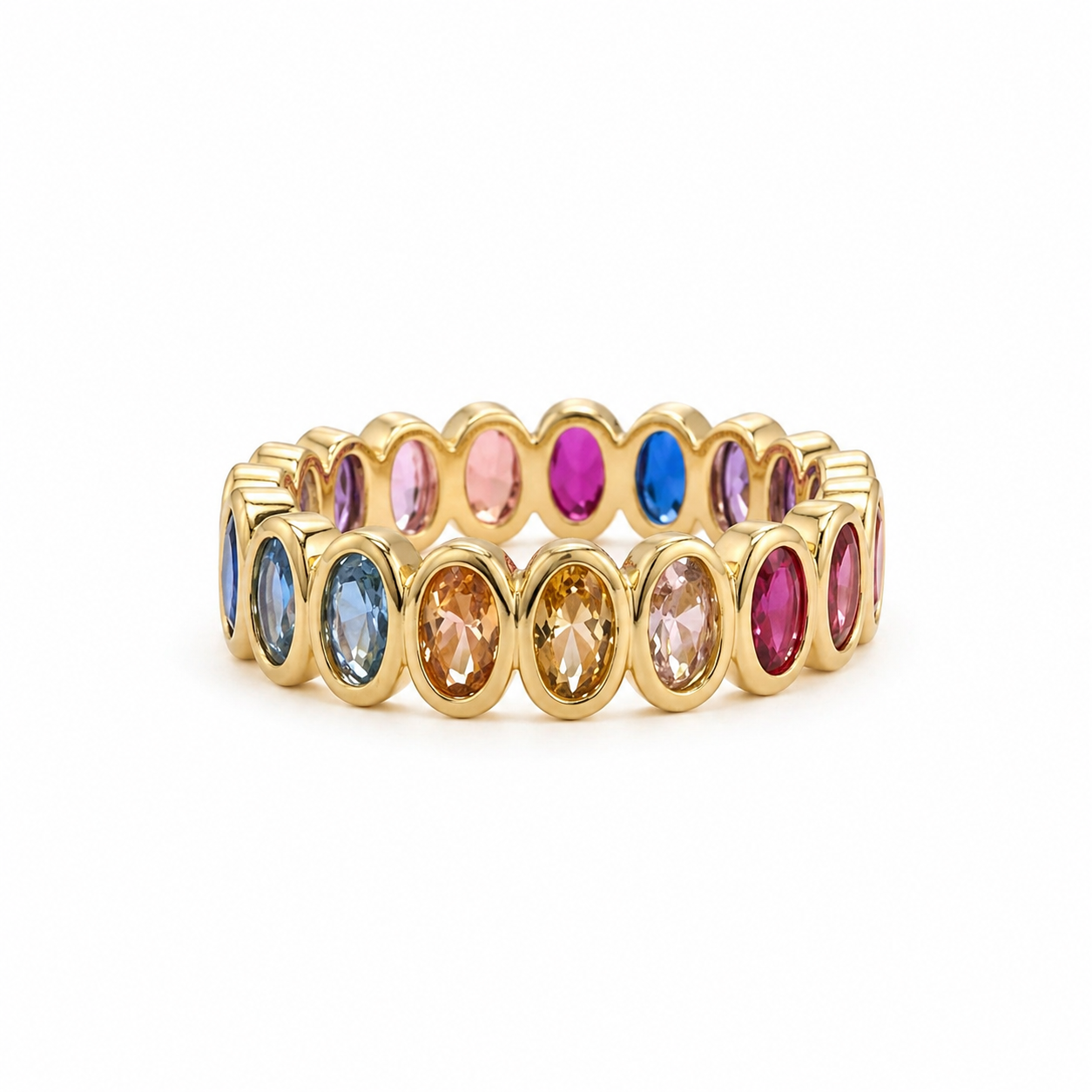 Rainbow Oval Bezel Eternity Ring Main image