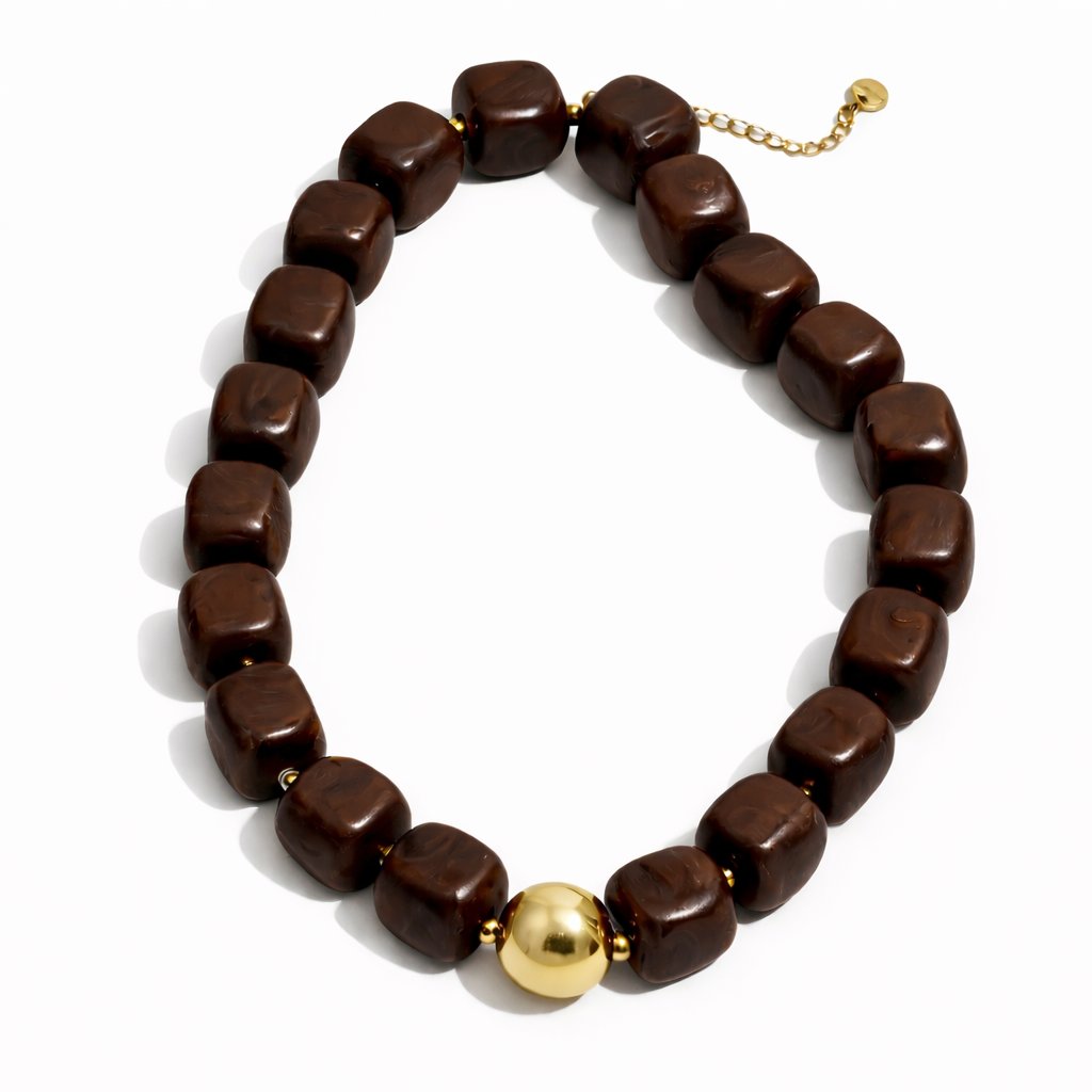 Pebbles Mocha Beaded Necklace Main image